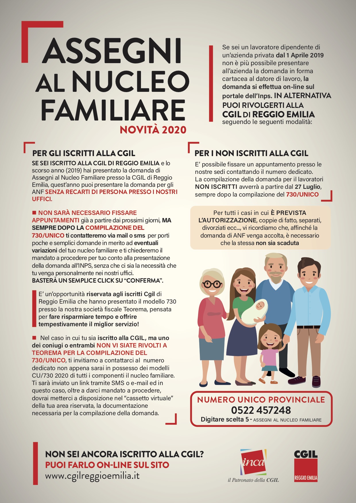 Assegni Al Nucleo Famigliare 2020 No Contatti Cgil Reggio Emilia