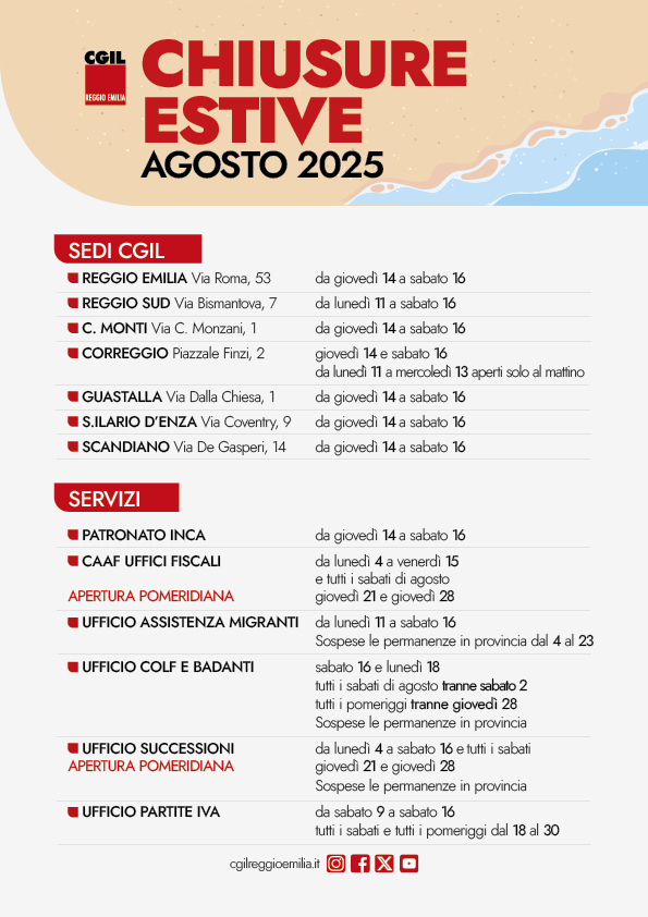 chiusure degli uffici ad agosto 2025